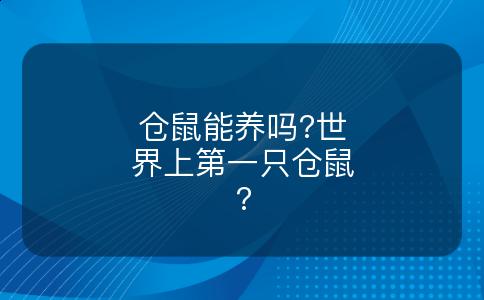 仓鼠能养吗?世界上第一只仓鼠?