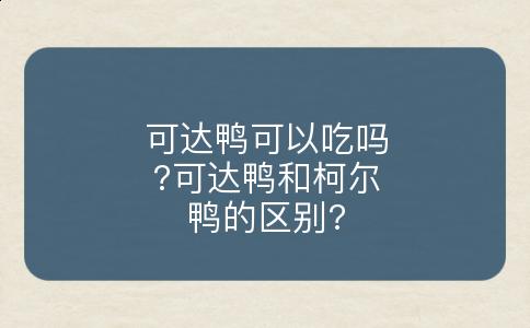 可达鸭可以吃吗?可达鸭和柯尔鸭的区别?