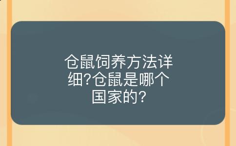 仓鼠饲养方法详细?仓鼠是哪个国家的?