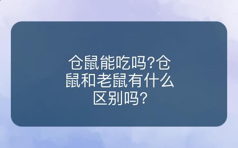 仓鼠能吃吗?仓鼠和老鼠有什么区别吗?