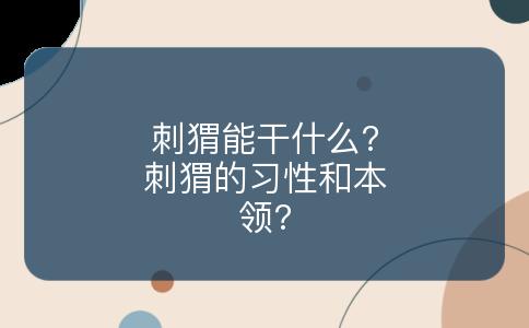 刺猬能干什么?刺猬的习性和本领?